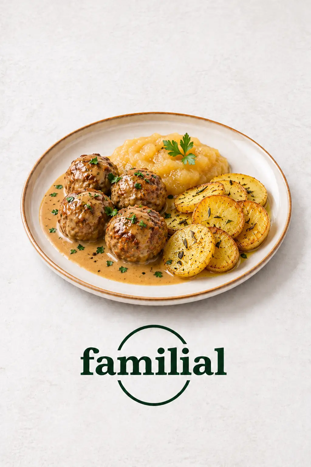 Boulettessuédoisespdtcompote Boulettes suédoises, compote de pommes et rondelles de pdt confites à l'huile d'olive – Image 1