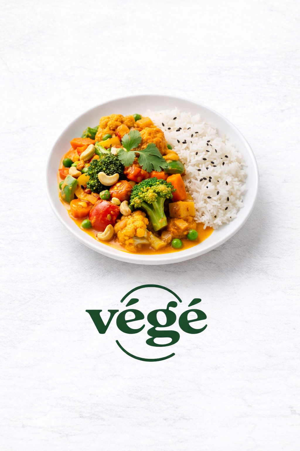 Curry végétarien et riz jasmin Falafels, sauce yaourt aux herbes, riz épicé aux légumes et noix de cajou – Image 1