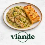 Emincé de volaille sauce moutarde, estragon et poireaux, gratin de pdt et patates douces