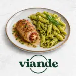 Ballotine de veau au jambon de Parme, mozzarella et tomates séchées, sauce marsala, penne au pesto