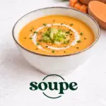 Soupe poireaux, patates douces, lait de coco