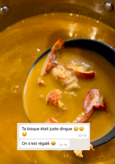 Bisque de homard avec morceaux